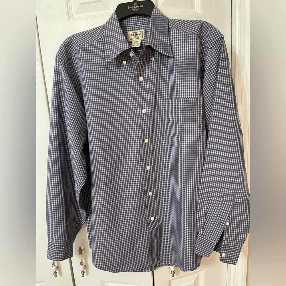 LL BEAN Men’s Blue Dress Shirt - Size Reg M-Long Sleeve Button Down - EUC - Picture 1 of 7